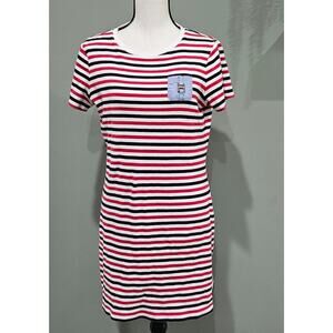 Tommy Hilfiger Women's Medium Short Sleeve Red, White & Blue Striped Dress